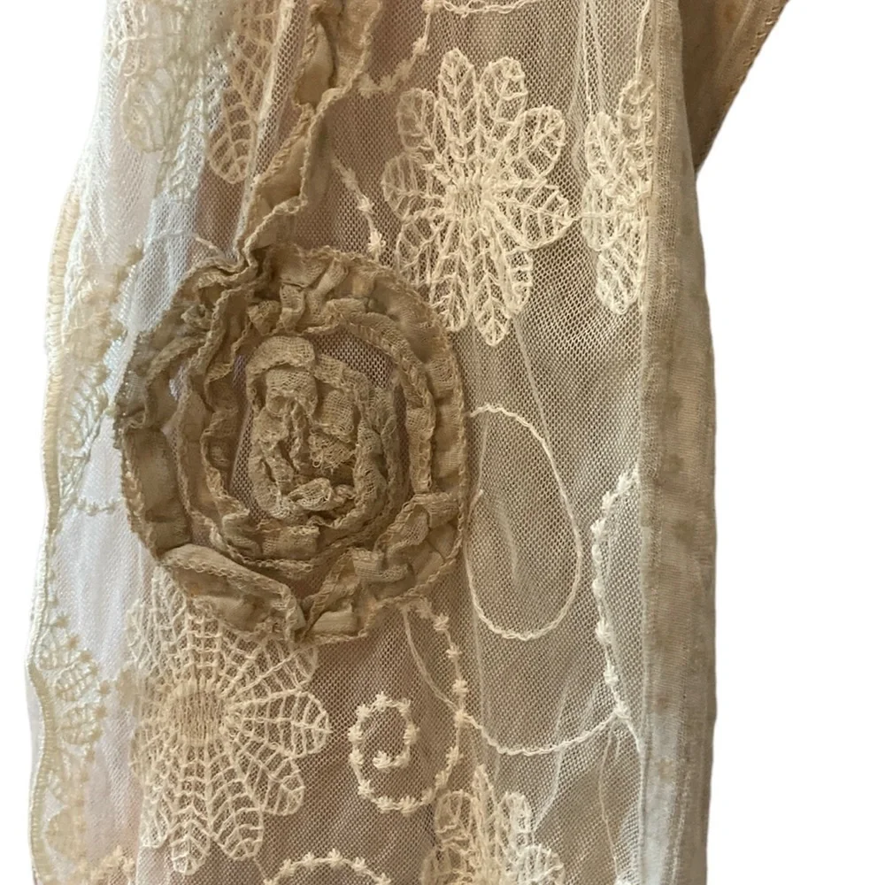 Accessory Street Romantic Lace Scarf Flower Appliqués Feminine Boho Cottagecore